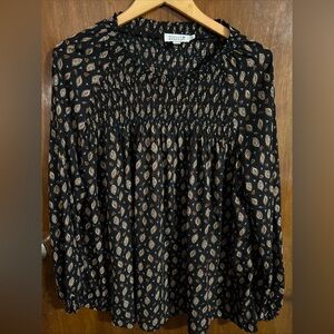 Molly Bracken Black and Gold Patterned Blouse